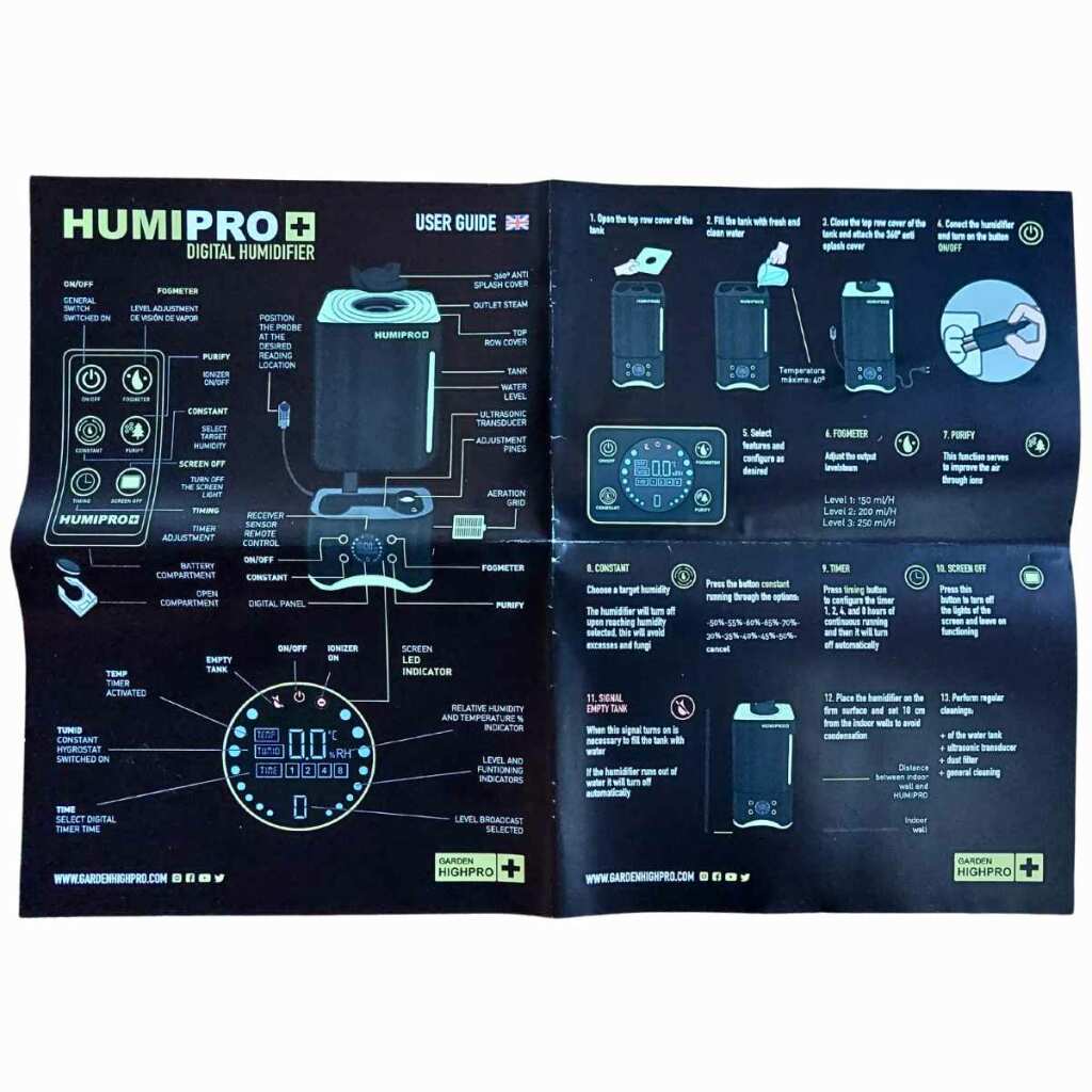 Garden Highpro Humipro | Luftbefeuchter mit Hygrostat | 4 Liter Tank | maximal 250ml/h - Grow-Zen