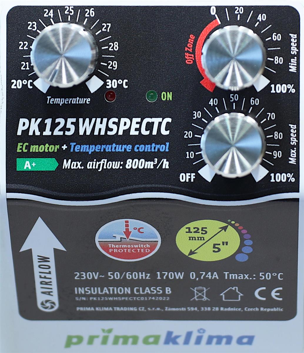 Prima Klima PK125WHSPECTC 800m³h, Ø125mm klimageregelt - Grow-Zen