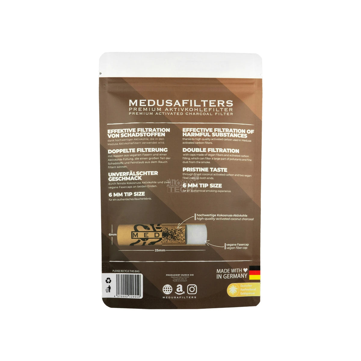 Medusa Aktivkohlefilter 250 Stück
