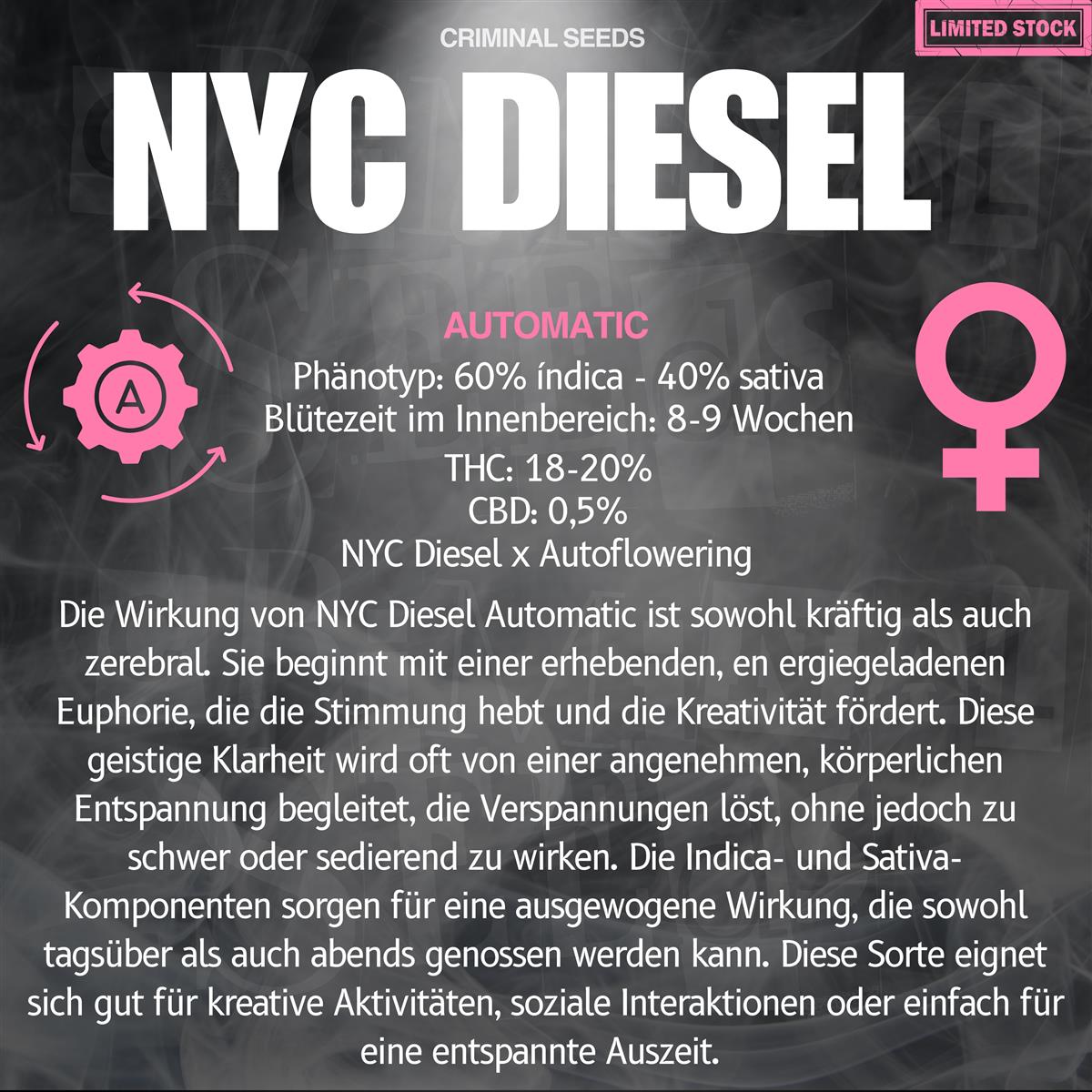 Criminal Seeds NYC Diesel Auto Fem 3St.
