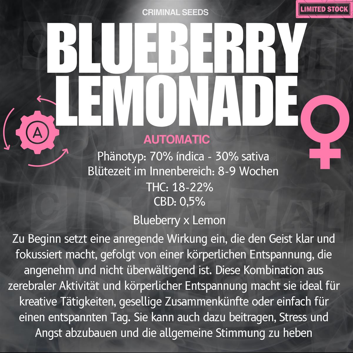 Criminal Seeds Blueberry Lemonade Auto Fem 3St.