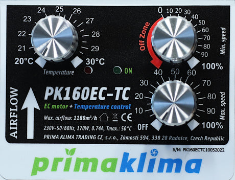 Prima Klima PK160EC-TC 1180m³/h, Ø160mm klimageregelt - Grow-Zen