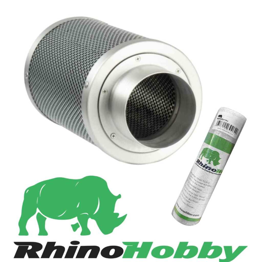 Aktivkohlefilter 125mm x 300mm | Rhino Hobby 350 | 125mm Flansch | 300 - 425 m³/h - Grow-Zen