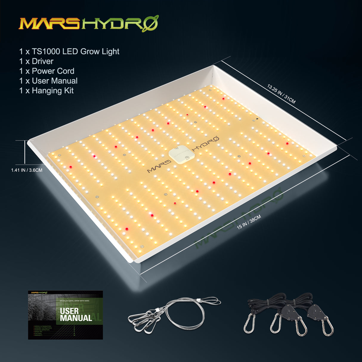 Mars Hydro TS 1000 LED Pflanzenlampe Vollspektrum Dimmbare Grow Lampe perfekt für 3 Pflanzen - Grow-Zen